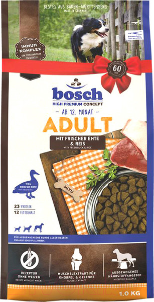 Изображение товара Сухой корм для собак Bosch Petfood Adult Duck&Rice (1кг)