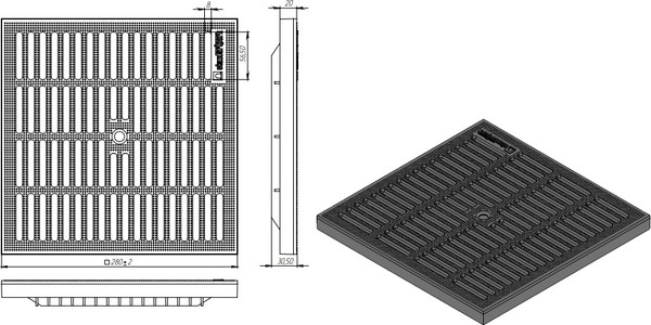 Изображение товара Решетка дождеприемника Стандартпарк PolyMax Basic 3380-Ч РВ-28.28-ПП пластиковая ячеистая (черный)