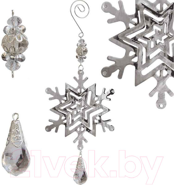 Изображение товара Елочная игрушка Волшебная страна Новогодняя снежинка / 100959 (серебро)