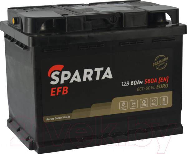 Изображение товара Автомобильный аккумулятор SPARTA EFB 6СТ-60 Евро R+ 560A (60 А/ч)