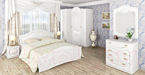 Изображение товара Прикроватная тумба Мебель-Неман Орхидея СП-002-16Д2 (белое дерево)