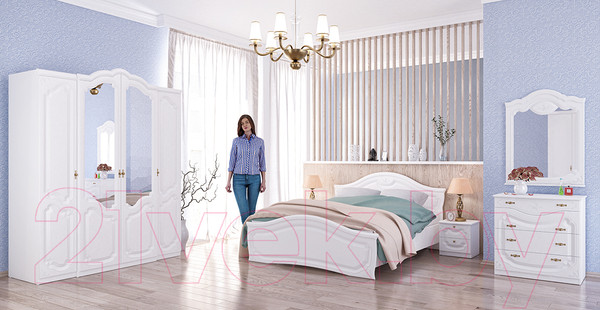 Изображение товара Прикроватная тумба Мебель-Неман Орхидея СП-002-16Д2 (белое дерево)