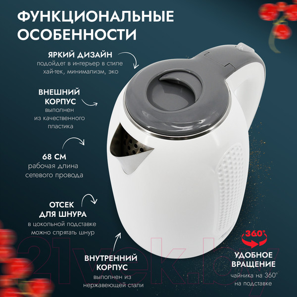 Изображение товара Электрочайник Atlanta ATH-2427 (белый)