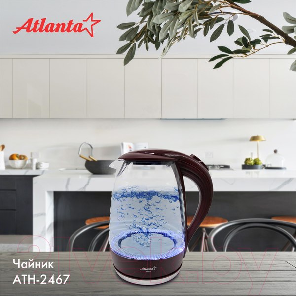 Изображение товара Электрочайник Atlanta ATH-2467 (бордовый)