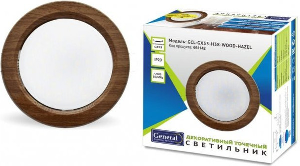 Изображение товара Точечный светильник General Lighting GCL-GX53-H38-Wood Hazel Орех / 661142