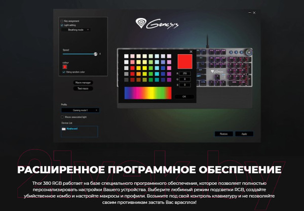 Изображение товара Клавиатура GENESIS Thor 380 RGB / NKG-1725 (нет кириллицы)