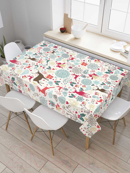 Изображение товара Скатерть JoyArty Новогодние олени / tc_185481 (120x145)