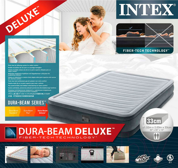 Изображение товара Надувная кровать Intex Queen Dura-Beam Comfort-Plush 67770NP (203x152x33)