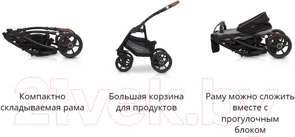 Изображение товара Детская универсальная коляска Riko Basic Bella Lux 2 в 1 (01/темно-серый)