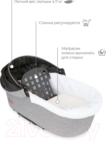 Изображение товара Детская универсальная коляска Riko Basic Bella Lux 2 в 1 (02/серый)