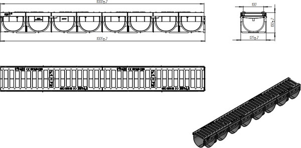 Изображение товара Лоток водоотводный Стандартпарк Пластиковый Spark 0882033 ЛВ-10.14.10-ПП с решеткой