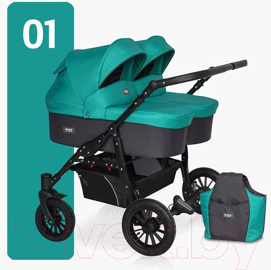Изображение товара Детская универсальная коляска Riko Basic Saxo 2 в 1 (01/бирюзовый/черный)