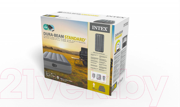 Изображение товара Надувная кровать Intex Twin Dura-Beam Prestige Airbed W 64112 (191x99x30, насос)
