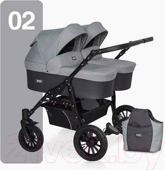 Изображение товара Детская универсальная коляска Riko Basic Saxo 2 в 1 (02/серый/черный)