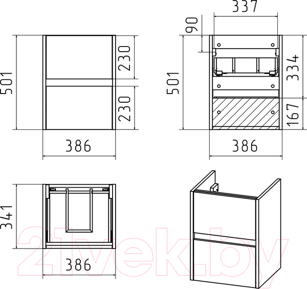 Изображение товара Тумба под умывальник Misty Алиса 40 / Э-Али01040-0112Я
