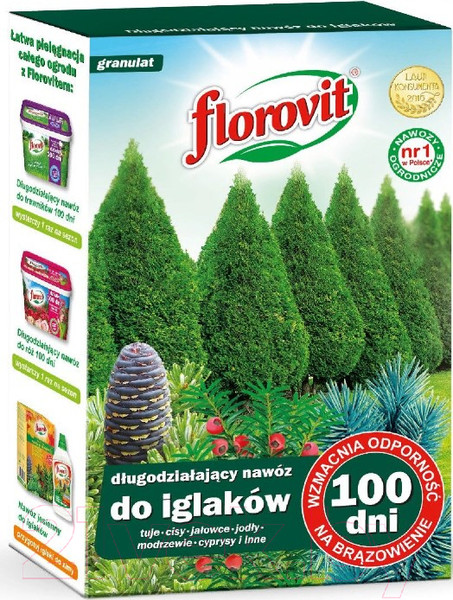 Изображение товара Удобрение Florovit Длительного действия для хвойных 100 дней (1кг, коробка)