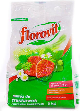 Изображение товара Удобрение Florovit Для клубники и земляники гранулированное (3кг, мешок)