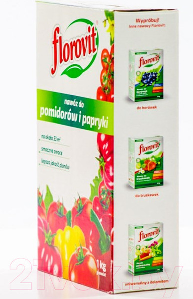 Изображение товара Удобрение Florovit Для томатов и перца гранулированное (1кг, коробка)
