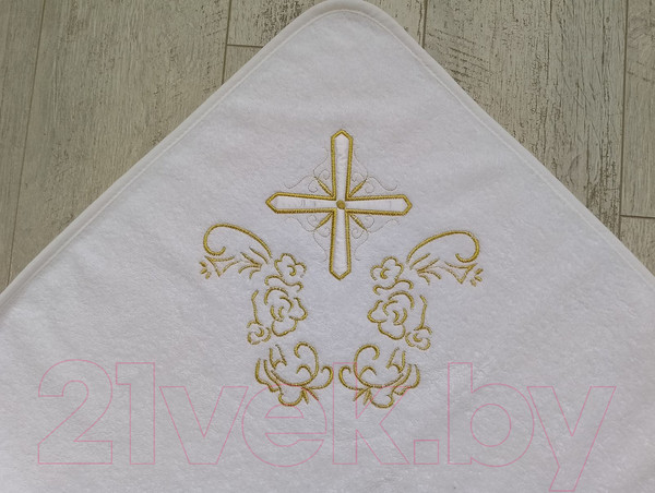 Изображение товара Крестильное полотенце Goodness Ангел 100x100 (белый/золото)