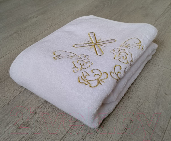 Изображение товара Крестильное полотенце Goodness Ангел 100x100 (белый/золото)