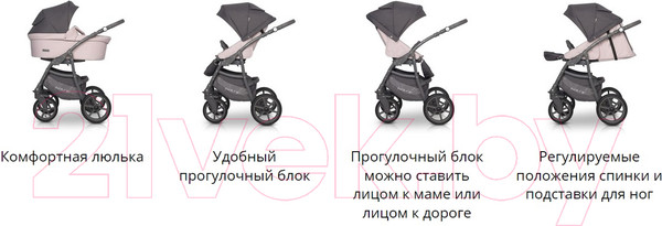 Изображение товара Детская универсальная коляска Riko Bella Pastel 2 в 1 (02/ментоловый)