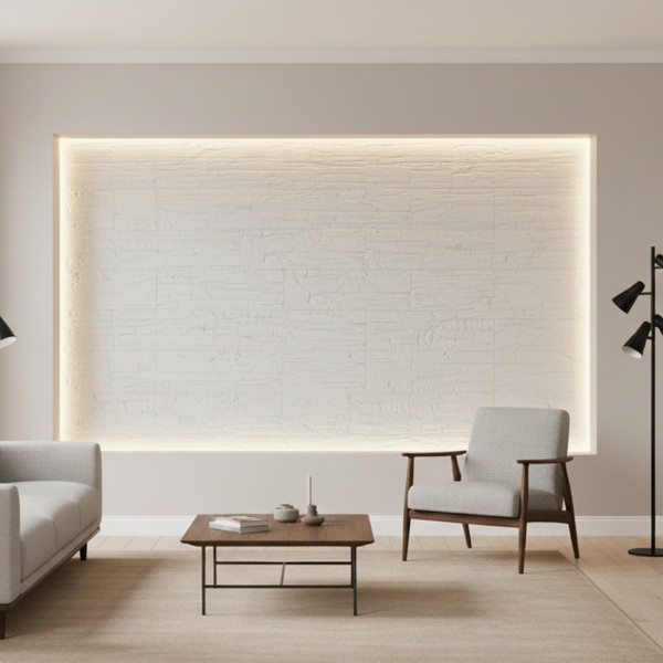 Изображение товара Декоративный камень гипсовый РуБелЭко Лондон 1 Л1бел Виброформованный (белый)