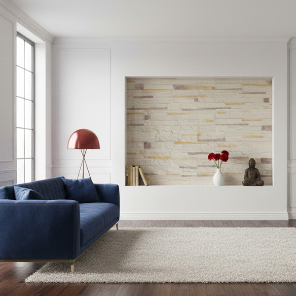 Изображение товара Декоративный камень гипсовый РуБелЭко Таллин 1 Т1сл Виброформованный (слоновая кость)