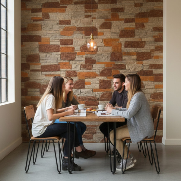 Изображение товара Декоративный камень гипсовый РуБелЭко Хельсинки 2 Х2беж Виброформованный (бежевый)