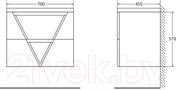 Изображение товара Тумба под умывальник BelBagno VITTORIA-700-2C-SO-GO-P