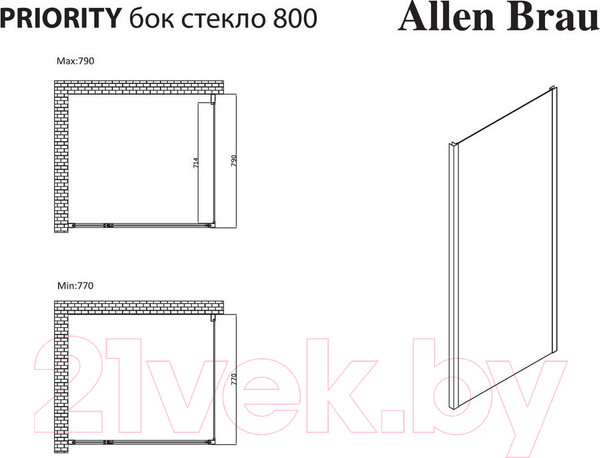 Изображение товара Душевая стенка Allen Brau Priority 3.31013.00G / 280672