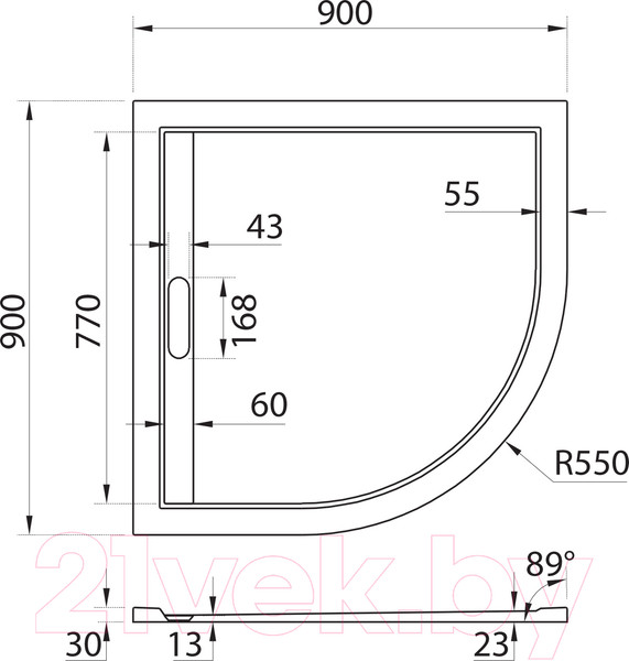Изображение товара Душевой поддон Cezares TRAY-AS-R-90-30-W