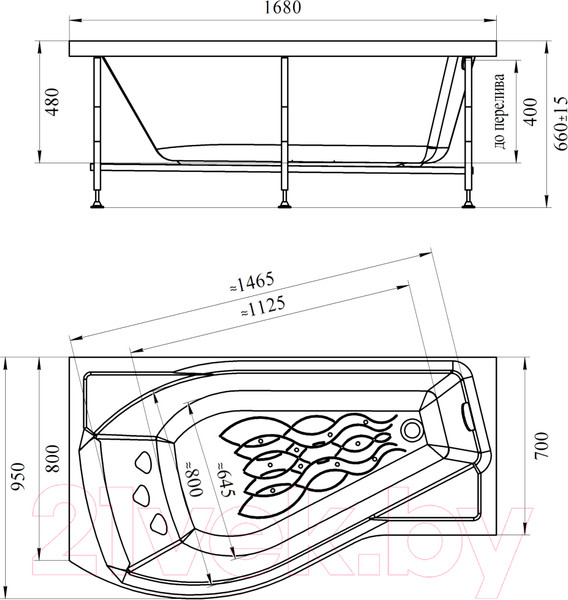 Изображение товара Ванна акриловая Vannesa Миранда 168x95 L / 2-01-0-1-1-209