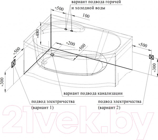 Изображение товара Ванна акриловая Vannesa Монти 150x105 L / 2-01-0-1-1-213