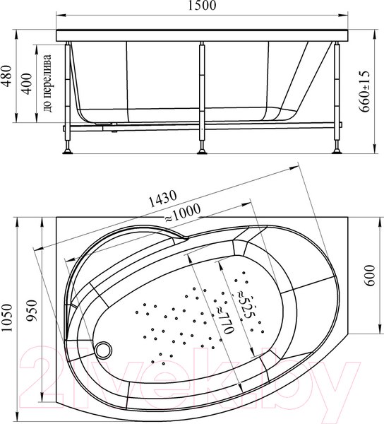Изображение товара Ванна акриловая Vannesa Монти 150x105 L / 2-01-0-1-1-213