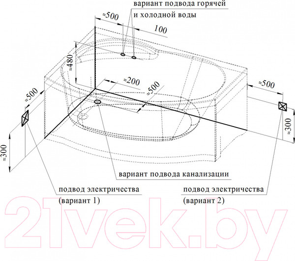 Изображение товара Ванна акриловая Vannesa Монти 150x105 R / 2-01-0-2-1-213