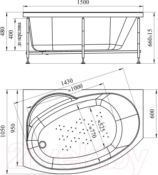 Изображение товара Ванна акриловая Vannesa Монти 150x105 R / 2-01-0-2-1-213