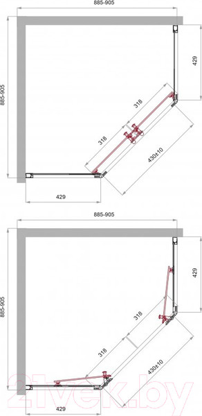 Изображение товара Душевой уголок BelBagno UNO-195-P-2-90-C-Cr