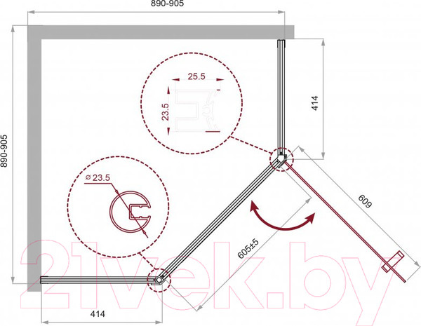 Изображение товара Душевой уголок BelBagno UNO-195-P-1-90-C-Cr