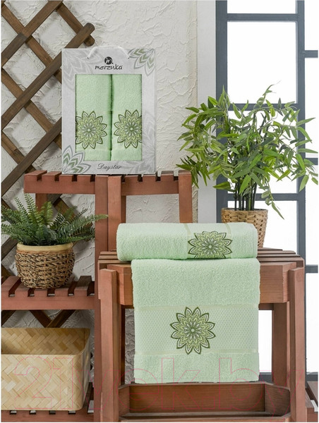 Изображение товара Набор полотенец Merzuka 50x90/70х140 / 11292 (в коробке, фисташковый)