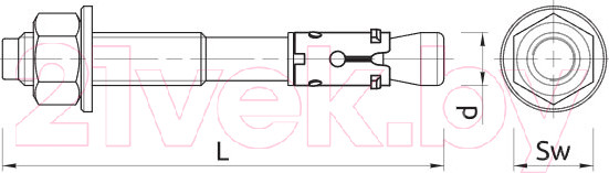 Изображение товара Анкер клиновой Rawlplug 10x115 / RL010008 (50шт, антикоррозийное покрытие)