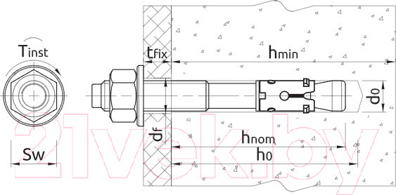 Изображение товара Анкер клиновой Rawlplug 10x115 / RL010008 (50шт, антикоррозийное покрытие)