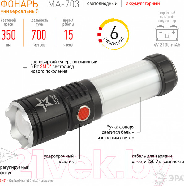 Изображение товара Фонарь Трофи Армия России Тайфун MA-703 / Б0052320