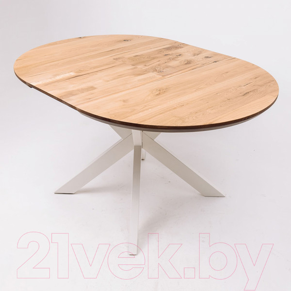 Изображение товара Обеденный стол ОКА Раунд 100-140x75 (дуб натуральный/белый)