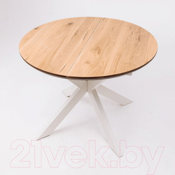 Изображение товара Обеденный стол ОКА Раунд 100-140x75 (дуб натуральный/белый)