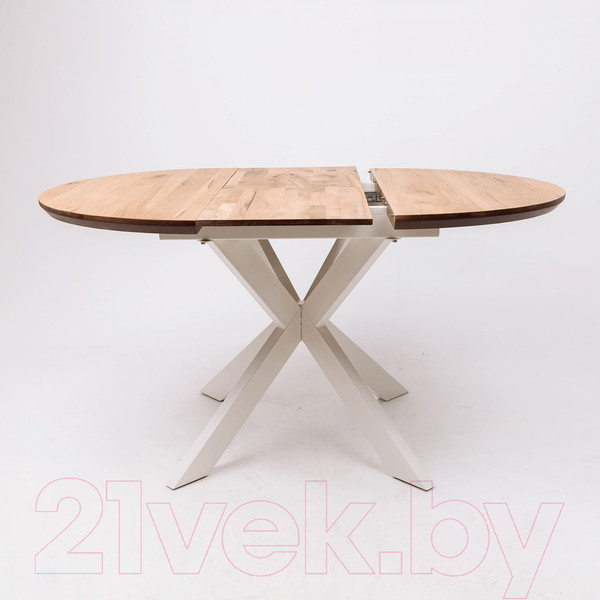 Изображение товара Обеденный стол ОКА Раунд 100-140x75 (дуб натуральный/белый)