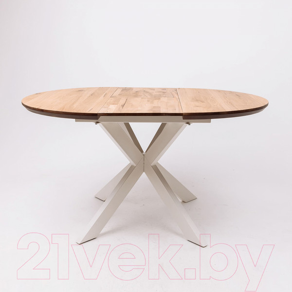 Изображение товара Обеденный стол ОКА Раунд 100-140x75 (дуб натуральный/белый)