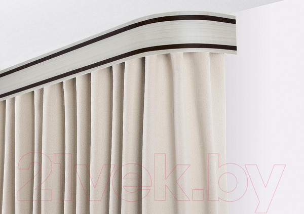 Изображение товара Карниз для штор LEGRAND Лайн с поворотами 1.6м 2-х рядный / 58 066 422 (жемчуг/орех)