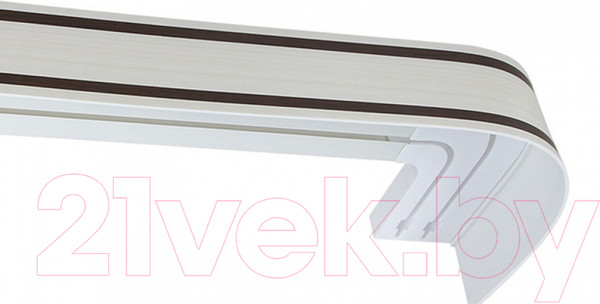 Изображение товара Карниз для штор LEGRAND Лайн с поворотами 2.4м 2-х рядный / 58 066 429 (жемчуг/орех)