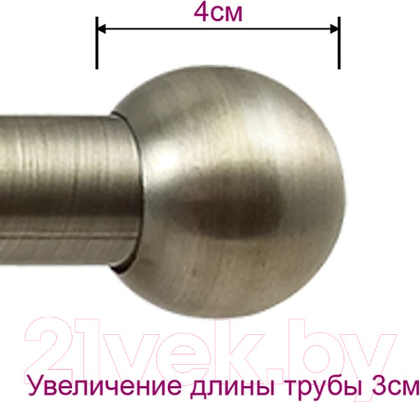 Изображение товара Карниз для штор LEGRAND Шар раздвижной 1.2-2.1 1-но рядный / 58 072 123 (антик-золото)