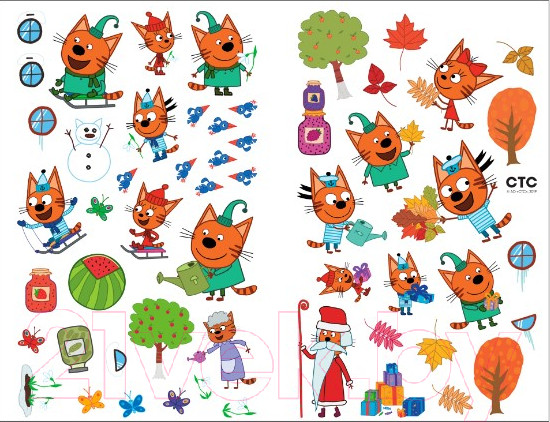 Изображение товара Развивающая книга Мозаика-Синтез Три кота. Наклейки. Времена года / МС11530